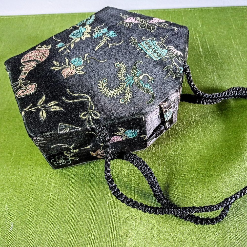 Vintage Chinese Braided Strap Mirrored Silk Bag
